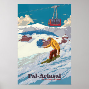 Pal Arinsal Andorra Snowboarden Reiseplakat Poster