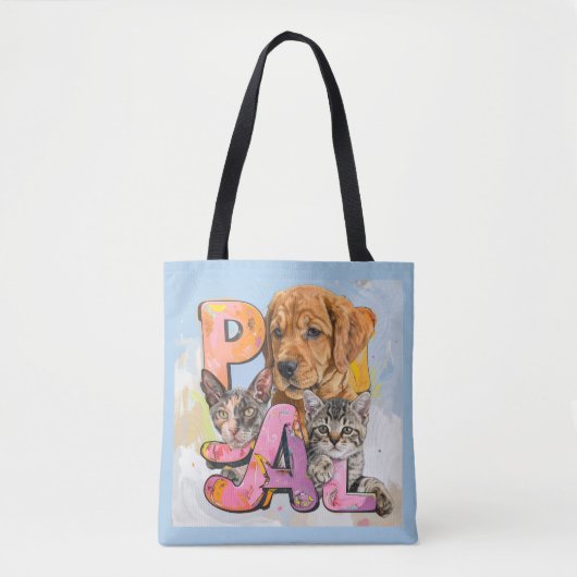 Pal Hund und Katzen plus personalisierter Name Tasche (Vorderseite)