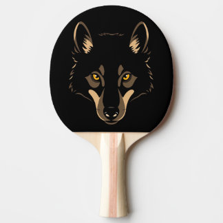 Pala de Ping Pong Cara de un Lobo Amenazante Tischtennis Schläger