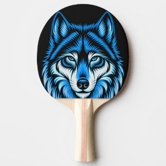 Pala de Ping Pong Lobo en Pintura Artística Azul Tischtennis Schläger
