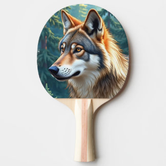 Pala de Ping Pong Lobo observando en el Bosque Tischtennis Schläger