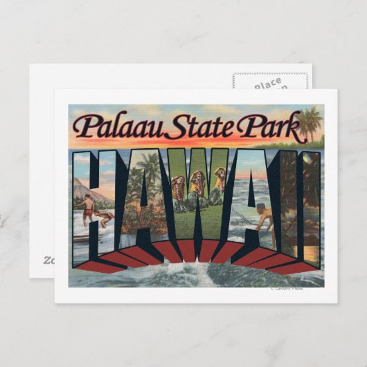 Palaau Staat Park, Hawaii - Große Briefmarkenszene Postkarte (Vorne/Hinten)