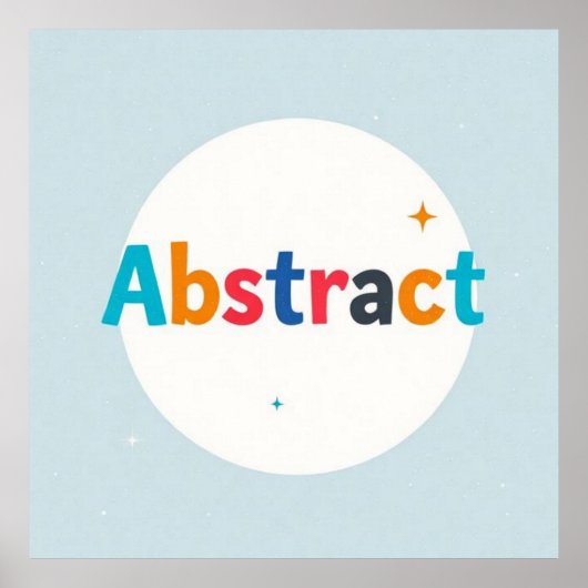 Palabra ABSTRACT multicolor sobre círculo blanco Poster (Vorne)