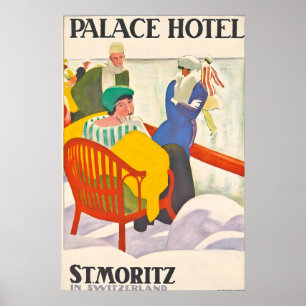 Palace Hotel St. Moritz Schweiz Vintage Poster