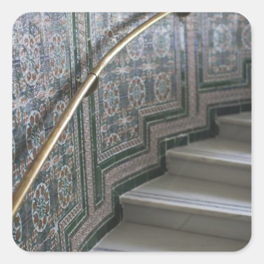 Palacio de Communicaciones, Moorish tiles Quadratischer Aufkleber (Vorderseite)