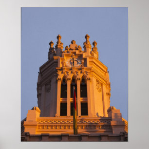 Palacio de Communicaciones, Turm Detail, Sonnenunt Poster