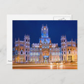 Palacio de Comunicaciones am Abend in Madrid Postkarte (Vorne/Hinten)