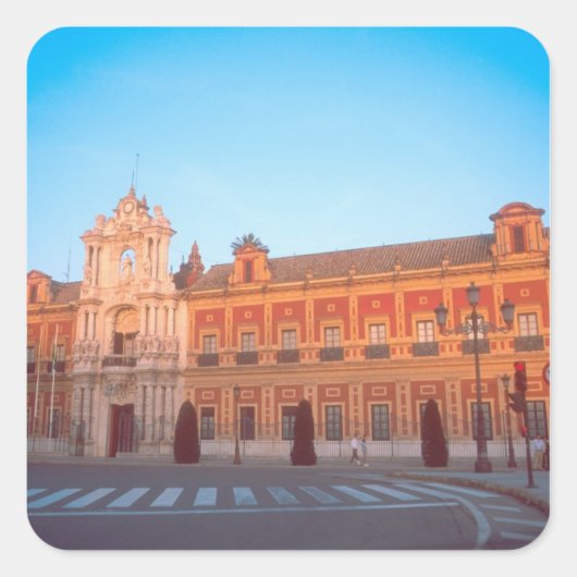 Palacio de Telmo in Sevilla, Spanien Quadratischer Aufkleber (Vorderseite)