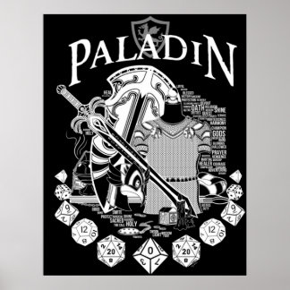 Paladin der RPG-Klasse - Weißer Text Poster