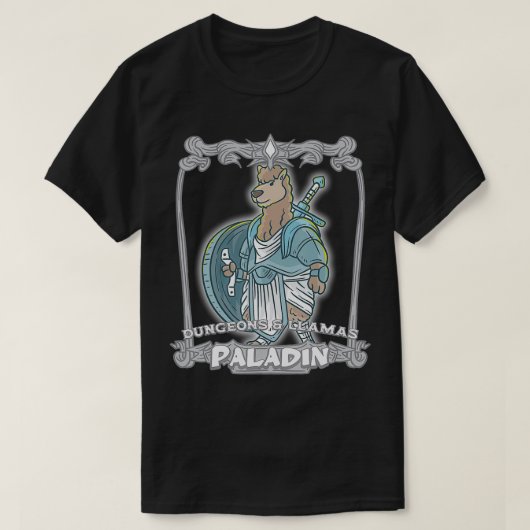 Paladin Dungeons und Llamas Llama Nerd Geek RPG Di T-Shirt (Design vorne)