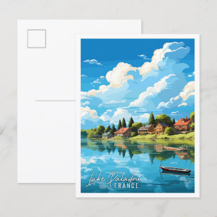Paladru-See Frankreich Vintage Reise Illustration Postkarte