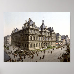 Palais de la Bourse, Lyon 1900, Antique Frankreich Poster