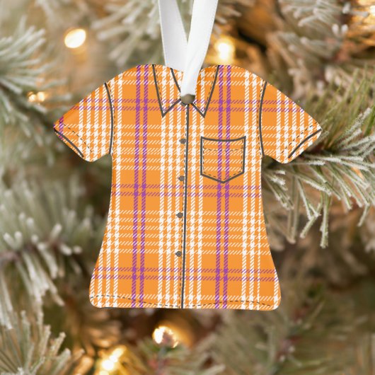 Palaka Kariert Aloha Shirt - Orange Ornament (Baum)