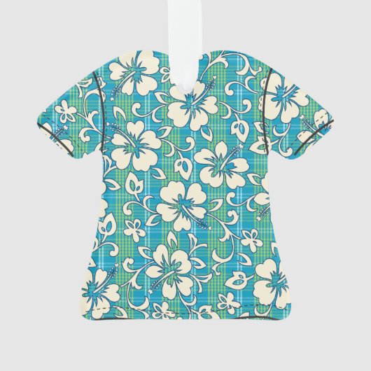 Palaka Pareau Hawaiianischer Karo Hibiskus Aloha S Ornament (Rückseite)