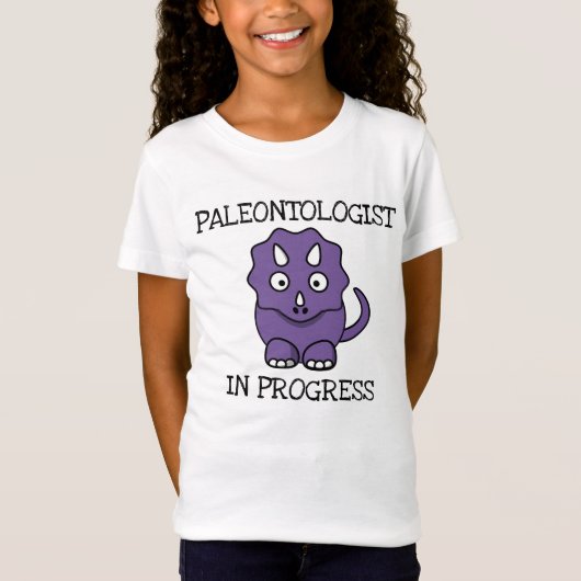 Paläontologe in Progress Lila Triceratops Girl T-Shirt (Vorderseite)