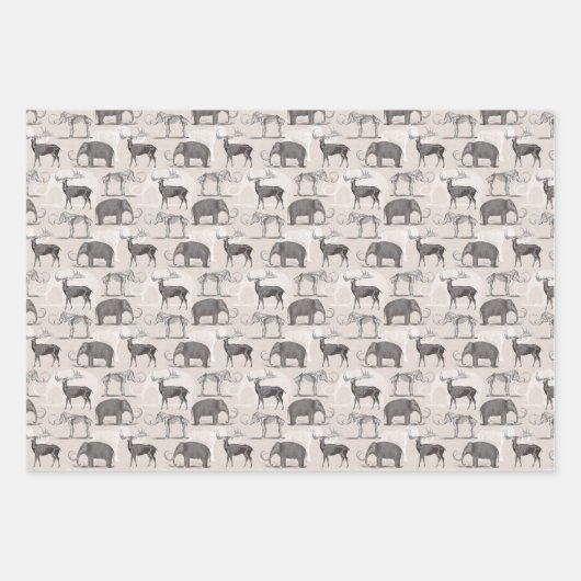 Paläontologe Wooly Mammoth und Giant Irish Elk Geschenkpapier Set (Vorderseite 3)