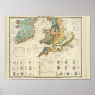 Paläontologische Karte Briten-Inseln Poster
