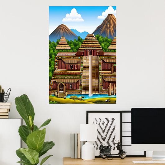 Palast Aztec | AI Art Poster (Heimbüro)