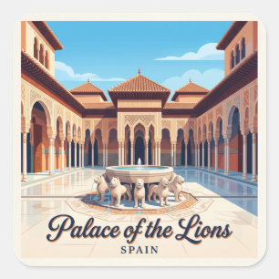 Palast der Löwen Granada Spanien Quadratischer Aufkleber