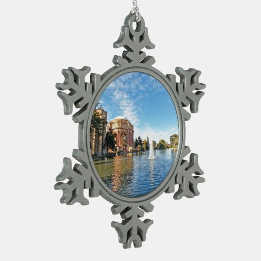 Palast Sans Fransisco von schönen Künsten Schneeflocken Zinn-Ornament (Links)