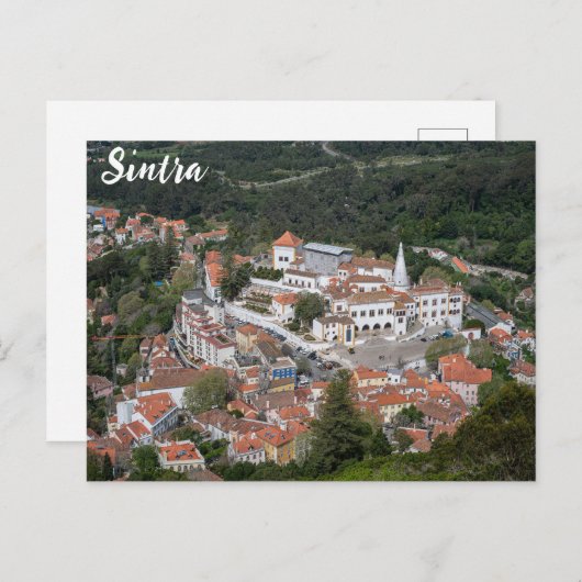 Palast Sintra von oben in Sintra, Portugal Postkarte (Vorne/Hinten)