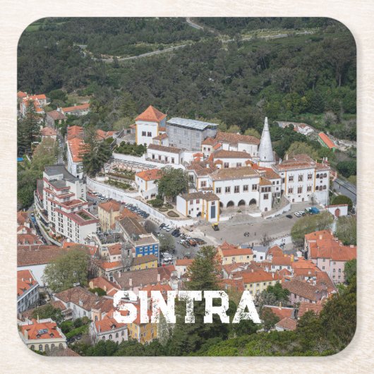 Palast Sintra von oben in Sintra, Portugal Rechteckiger Pappuntersetzer (Vorderseite)