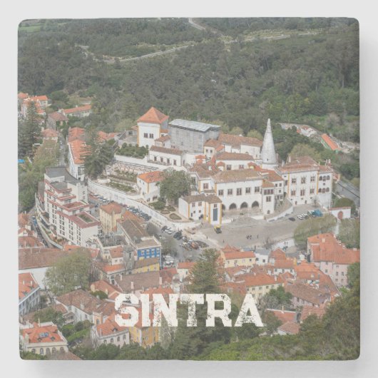 Palast Sintra von oben in Sintra, Portugal Steinuntersetzer (Vorderseite)