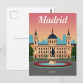 Palast und Brunnen der Stadtverwaltung von Madrid Postkarte (Vorne/Hinten)