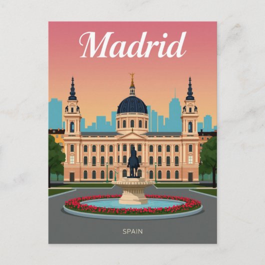 Palast und Brunnen der Stadtverwaltung von Madrid Postkarte (Vorderseite)