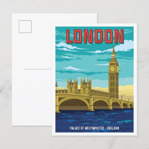 Palast von Westminster London Vintage Reise Postkarte