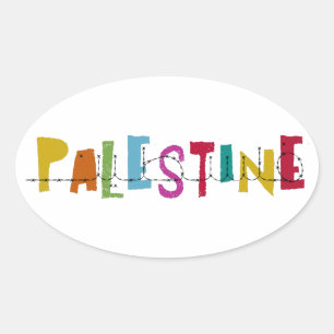PALÄSTINA Arabischer Name Bunt  Ovaler Aufkleber