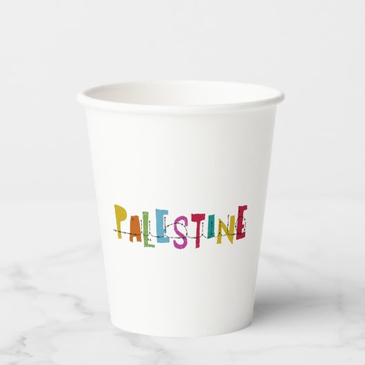 PALÄSTINA Arabischer Name Bunt Pappbecher (Vorderseite)