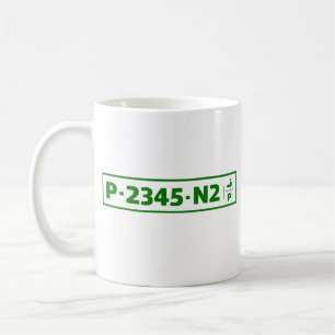 Palästina-Autokennzeichen - nicht real. Kaffeetasse