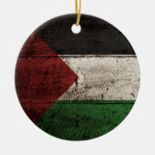 Palästina-Flagge auf altem hölzernem Korn Keramikornament (Vorne)