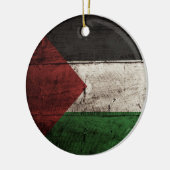 Palästina-Flagge auf altem hölzernem Korn Keramikornament (Links)