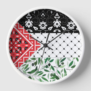 Palästina-Flagge Falastini Kunstwerk Kuffiyeh Oliv Uhr