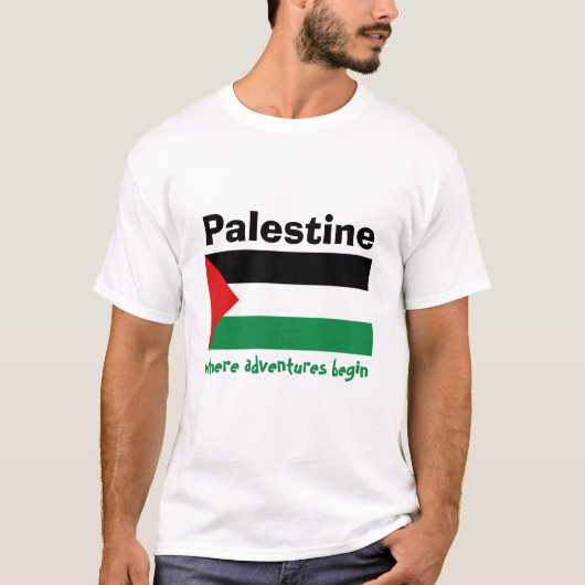 Palästina-Flagge + Karte + Text-T - Shirt (Vorderseite)