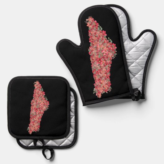 Palästina-Flora-Karte Kunstfreiheit für Palästinen Ofenhandschuh & Topflappen-Set (Vorderseite/Rückseite)