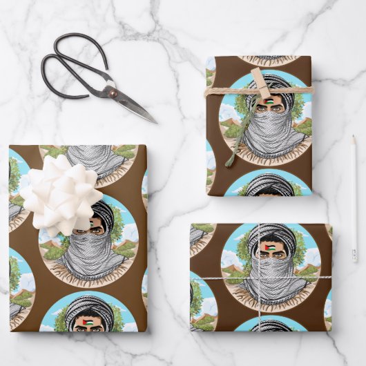 Palästina Freedom Fighter Portrait Geschenkpapier Set (Vorderseite)