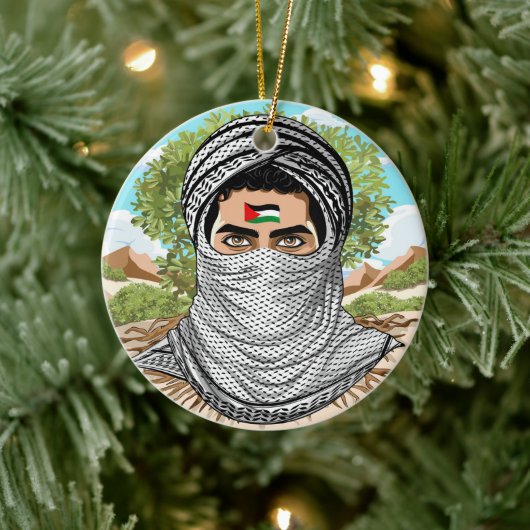 Palästina Freedom Fighter Portrait Keramik Ornament (Baum)