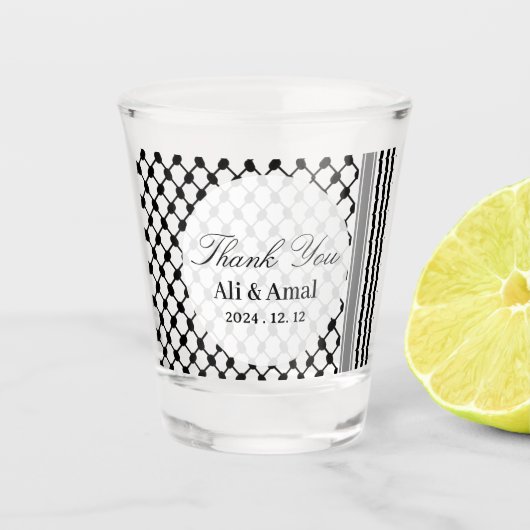 Palästina Hatta Keffiyeh Vielen Dank Gastgeschenk  Schnapsglas (Vorderseite)