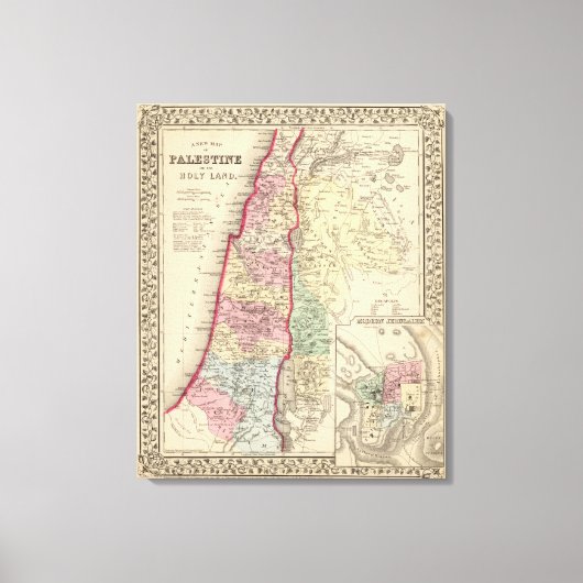 Palästina, Jerusalem Karte von Mitchell Leinwanddruck (Vorderseite)