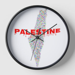 Palästina-Karte فلسطين   Freies Palästina   Friede Uhr