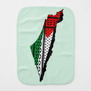 Palästina-Karte mit Flaggen und Keffiyeg-Muster Baby Spucktuch