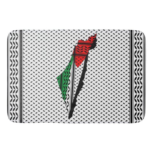 Palästina-Karte mit Flaggen und Keffiyeg-Muster Badematte (Vorderseite)