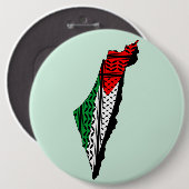 Palästina-Karte mit Flaggen und Keffiyeg-Muster Button (Vorne & Hinten)