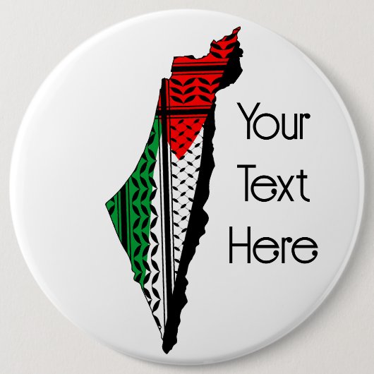 Palästina-Karte mit Flaggen und Keffiyeg-Muster Button (Vorderseite)
