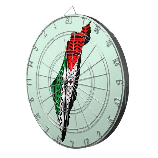 Palästina-Karte mit Flaggen und Keffiyeg-Muster Dartscheibe (Vorderseite rechts)