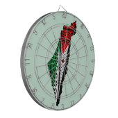 Palästina-Karte mit Flaggen und Keffiyeg-Muster Dartscheibe (Vorderseite Links)