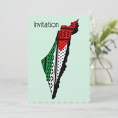 Palästina-Karte mit Flaggen und Keffiyeg-Muster Einladung (Stehend Vorderseite)